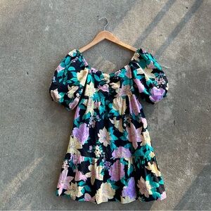 Billabong Be Mine Floral Print Sweetheart Babydoll Dress M Medium Colorful